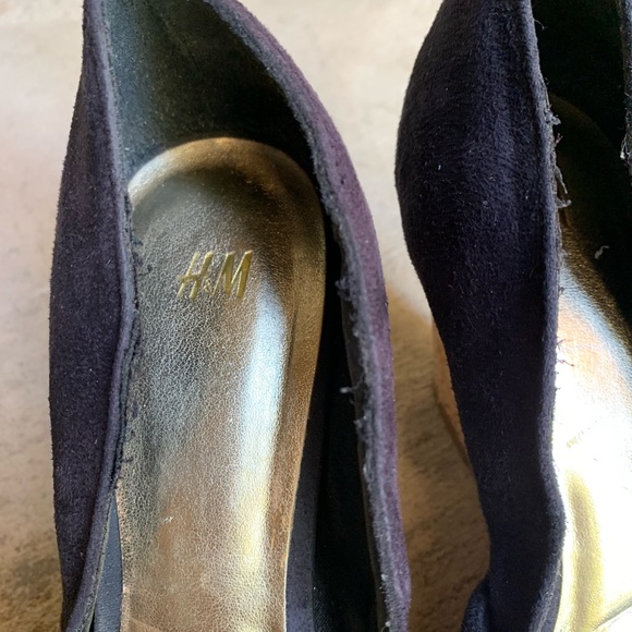 H&M Black Suede Wedge Open Toe Size 7 US Womens - Picture 2 of 7